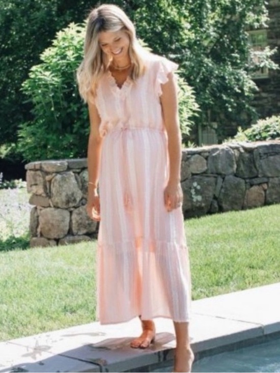 Tuckernuck Dresses & Skirts - Tuckernuck Peachy Pampelonne Maxi Dress Ruffle Tassel Pink Size M